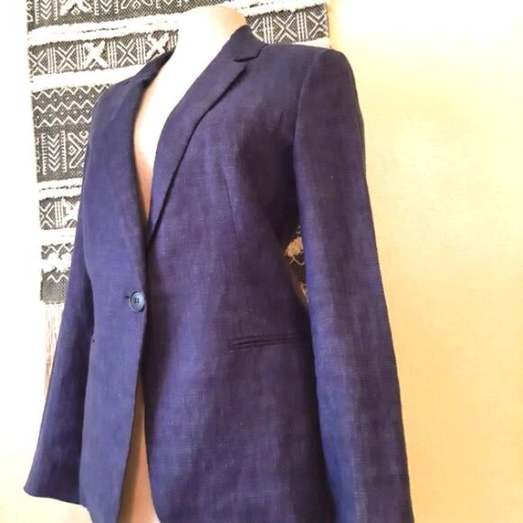 Judith & Charles Navy Blue Linen Blazer Sz… - Picture 1 of 10